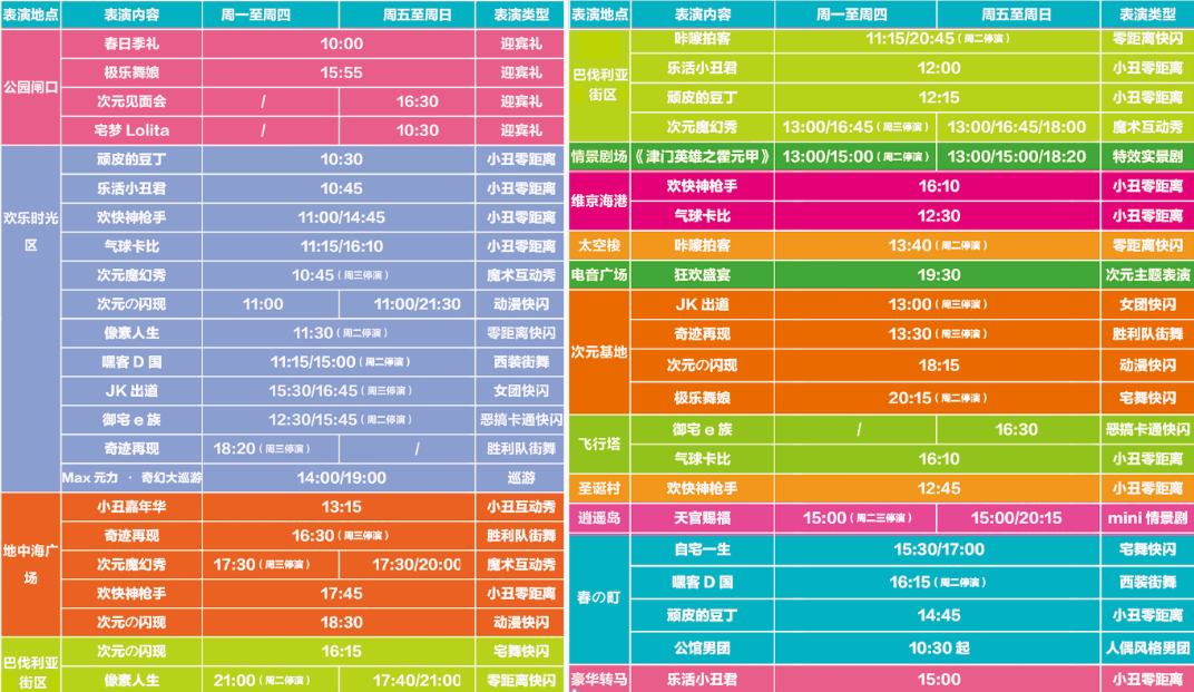 2022天津欢乐谷表演时间表（4月6日至5月31日）
