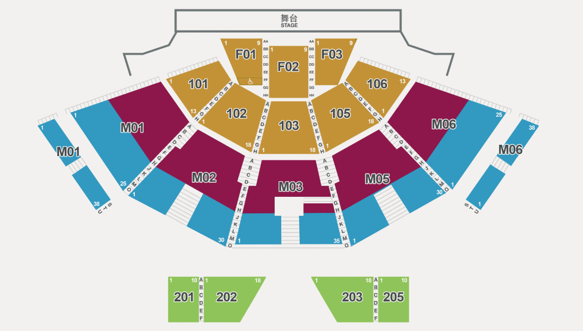 曹格澳門演唱會座位圖：