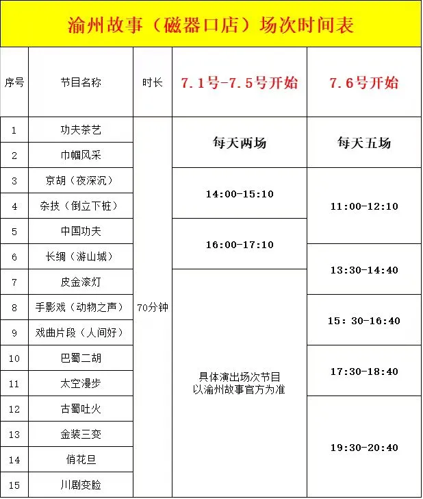 2024渝州故事川劇演出節(jié)目單+時(shí)間表+介紹