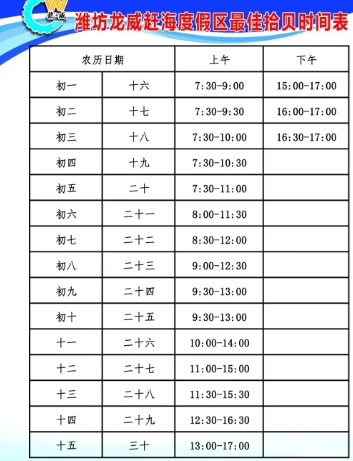 2025濰坊龍威趕海度假區(qū)潮汐表(附票價(jià)+趕海攻略)