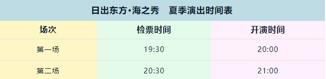 2025日出東方海之秀夏季演出時間表(附門票預(yù)訂+免票人群+演出特色)