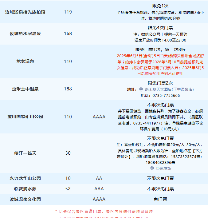 郴州全域旅游卡