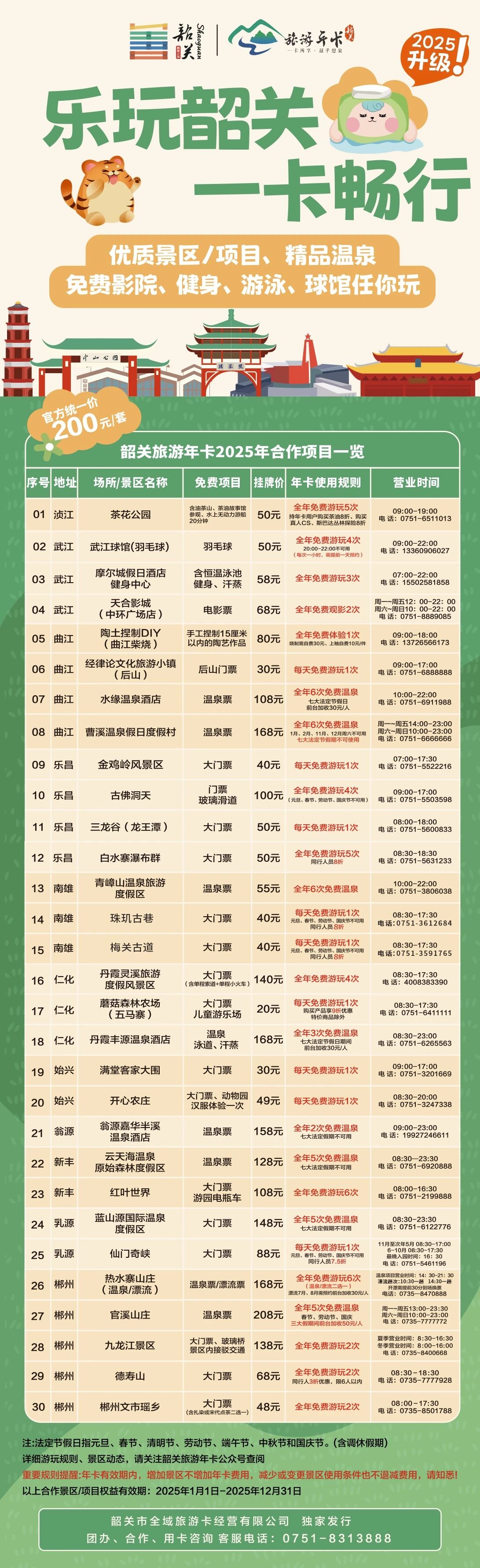 韶關(guān)旅游年卡